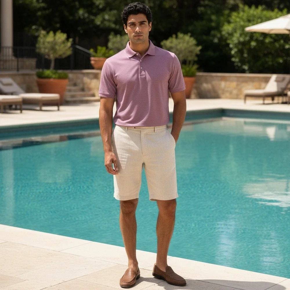 Peter‎ Millar Crown Ease Mens Large Pink Geometric Print Short Sleeve Polo Shirt